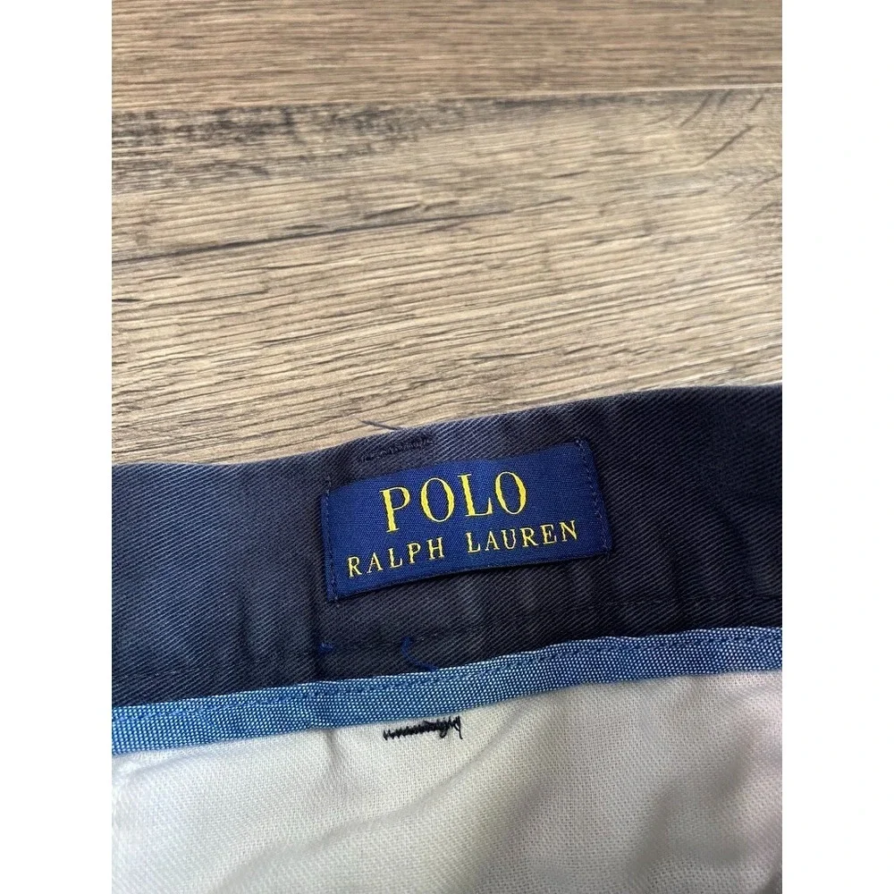 EUC‎ Mens Polo Ralph Lauren blue flat front chino shorts 100% cotton size 40